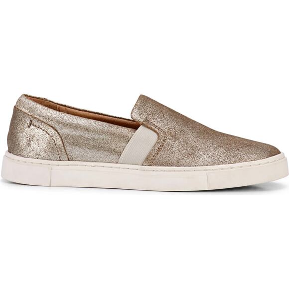 FRYE Ivy Slip On Metallic Gold Leather Sneakers - Picture 2 of 12